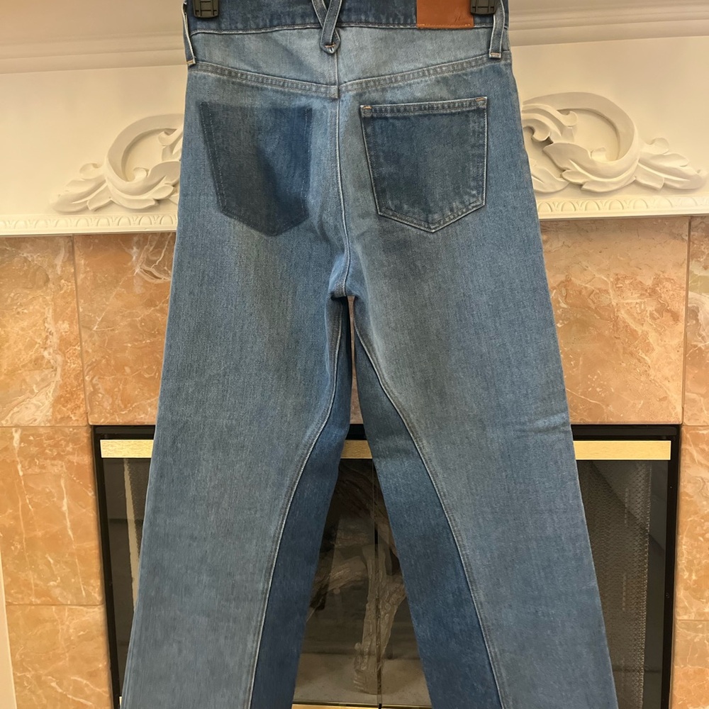 J. Crew Two-Tone Light Blue High-Rise Wide Leg Jeans - Picture 4 of 6